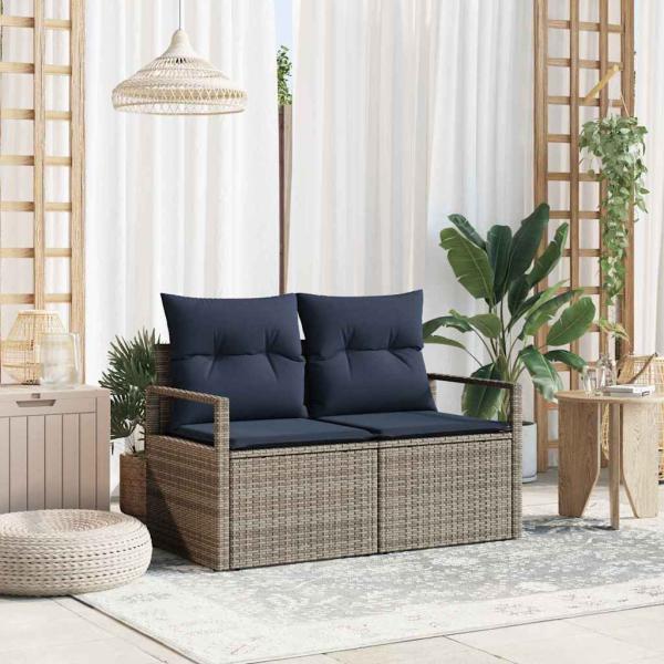 ARDEBO.de - Garten-Sofa mit Kissen 120 x 62 x 69 cm Poly-Rattan