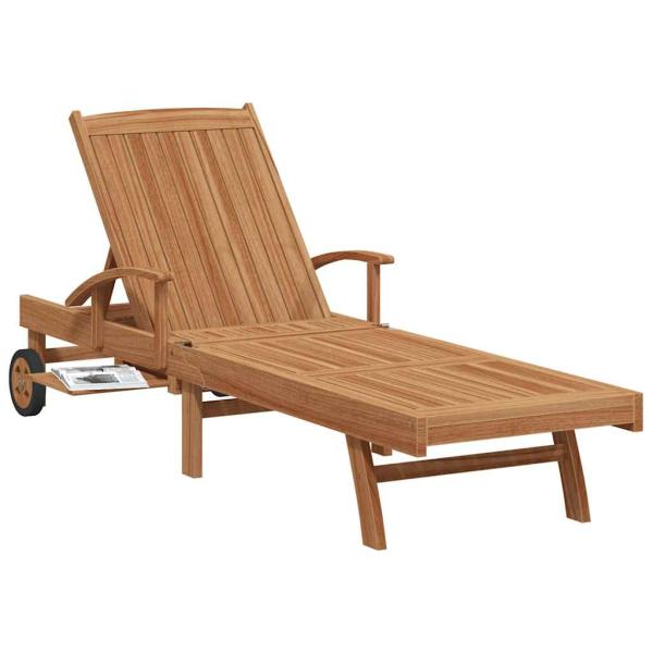 Sonnenliege mit Kissen Braun 195 x 59 x 78,5 cm Massivholz Teak
