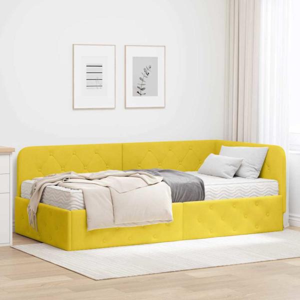 ARDEBO.de - Eckbettgestell Gelb 90 x 190 cm Samt