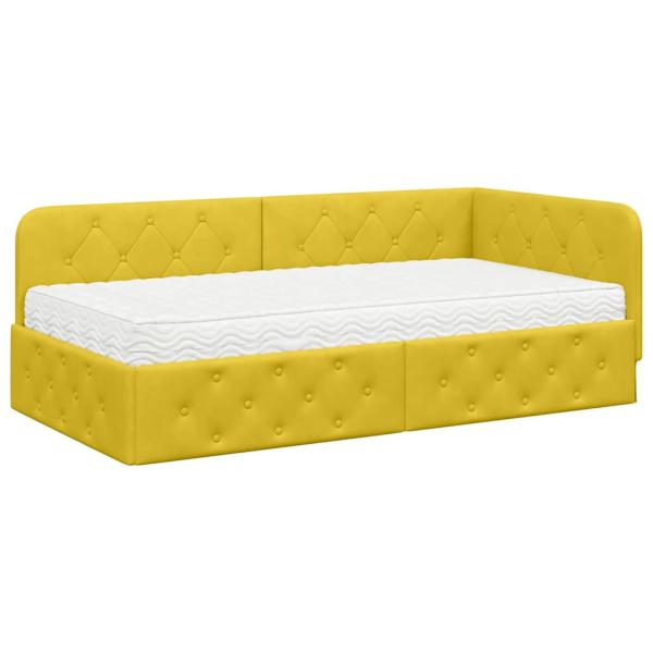 Eckbettgestell Gelb 90 x 190 cm Samt