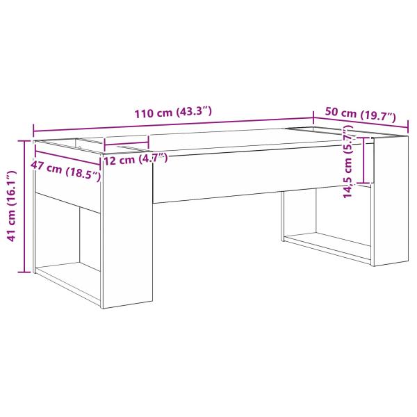 Couchtisch Sonoma-Eiche 110 x 50 x 41 cm Holzwerkstoff
