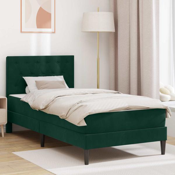 ARDEBO.de - Bettgestell mit Matratze Dunkelgrün 90 x 190 cm Samt