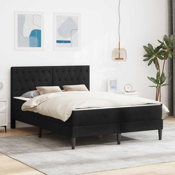 ARDEBO.de - Bettgestell mit Matratze Schwarz 120 x 190 cm Samt