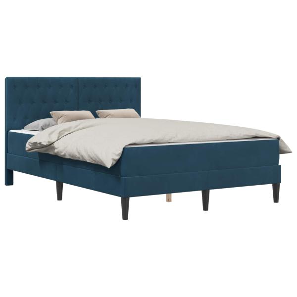 Bettgestell mit Matratze Blau Blau 120 x 190 cm Samt