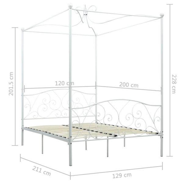 Himmelbett-Gestell Weiß Metall 120 x 200 cm
