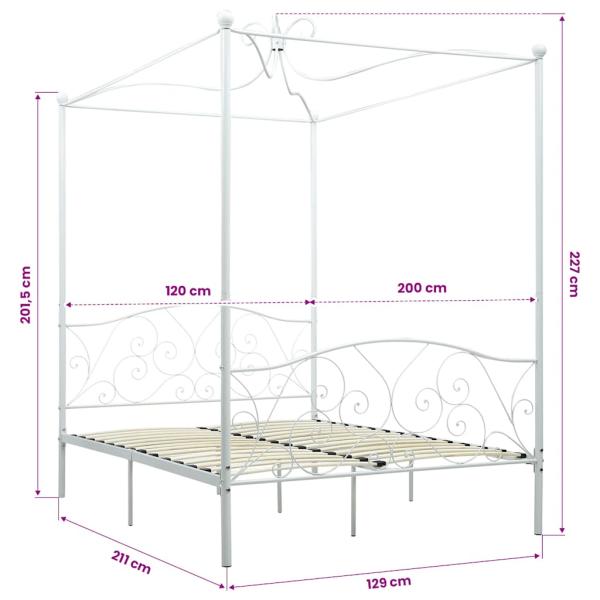 Himmelbett-Gestell Weiß Metall 120 x 200 cm