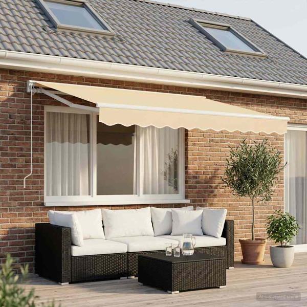 ARDEBO.de - Markisenvolant Creme Gestreift 350 cm