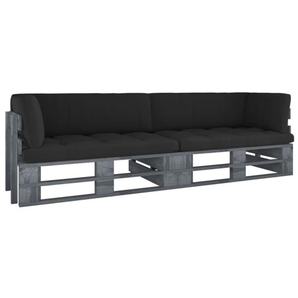 ARDEBO.de - 2-Sitzer-Palettensofa mit Kissen Grau Imprägniertes Kiefernholz
