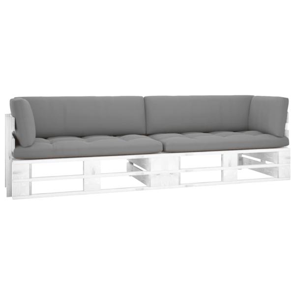 ARDEBO.de - 2-Sitzer-Palettensofa Weiß Imprägniertes Kiefernholz