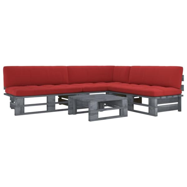 ARDEBO.de - 4-tlg. Paletten-Lounge-Set Grau Imprägniertes Kiefernholz