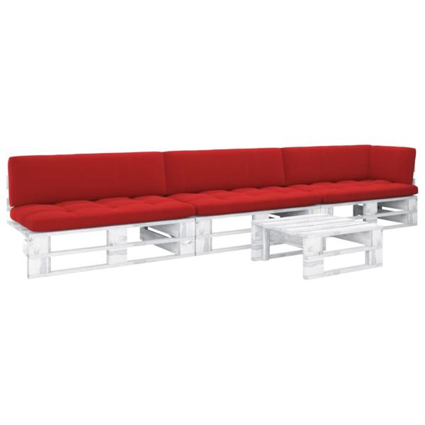 ARDEBO.de - 4-tlg. Paletten-Lounge-Set Weiß Imprägniertes Kiefernholz