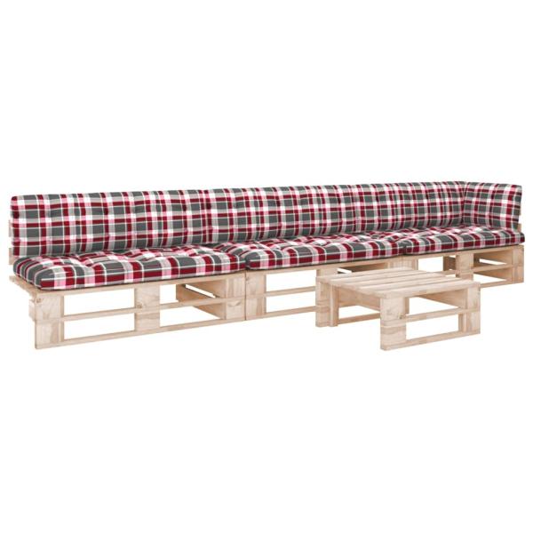 ARDEBO.de - 4-tlg. Paletten-Lounge-Set mit Kissen Imprägniertes Kiefernholz