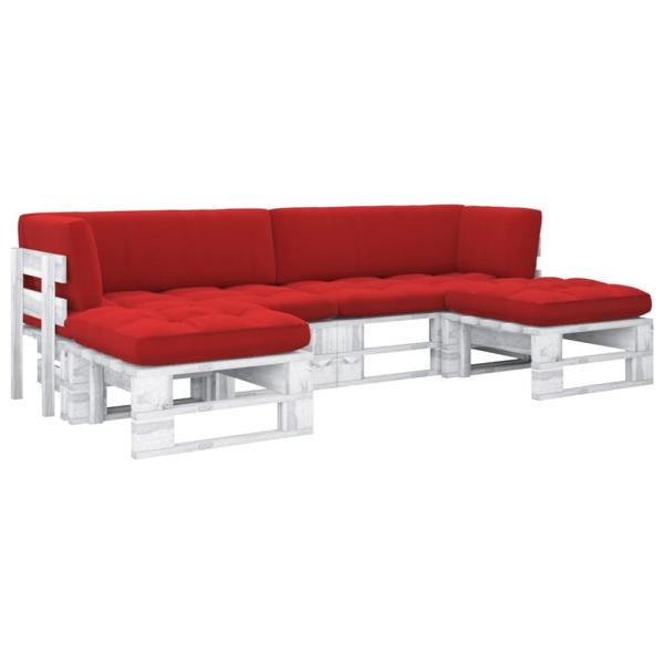 ARDEBO.de - 4-tlg. Paletten-Lounge-Set Weiß Imprägniertes Kiefernholz