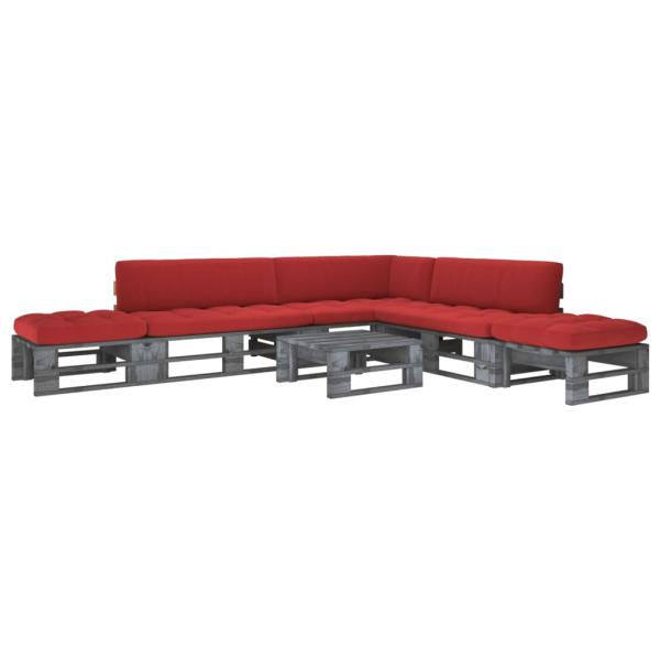 ARDEBO.de - 6-tlg. Paletten-Lounge-Set Grau Imprägniertes Kiefernholz