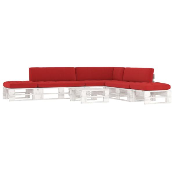 ARDEBO.de - 6-tlg. Paletten-Lounge-Set Weiß Imprägniertes Kiefernholz
