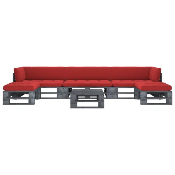 ARDEBO.de - 6-tlg. Paletten-Lounge-Set Grau Imprägniertes Kiefernholz