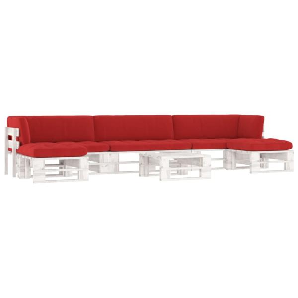 ARDEBO.de - 6-tlg. Paletten-Lounge-Set Weiß Imprägniertes Kiefernholz