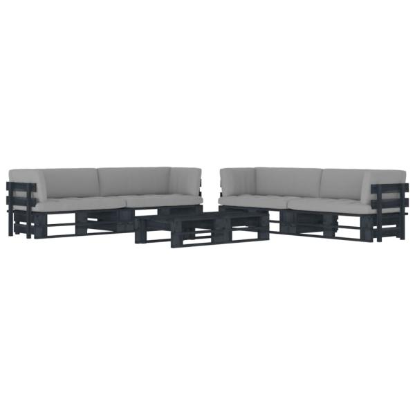 ARDEBO.de - 6-tlg. Paletten-Lounge-Set Schwarz Imprägniertes Kiefernholz