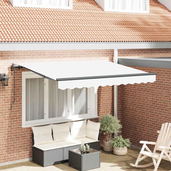 ARDEBO.de - Einziehbare Markise Weiß 250 x 200 cm Stoff