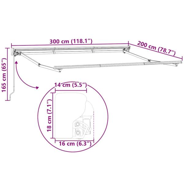 Markisenrahmen Orange und Schwarz 300 x 200 cm