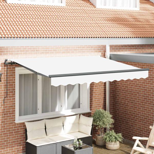 Einziehbare Markise Weiß 350 x 200 cm Stoff