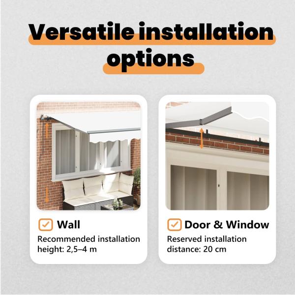 Einziehbare Markise Weiß 350 x 200 cm Stoff
