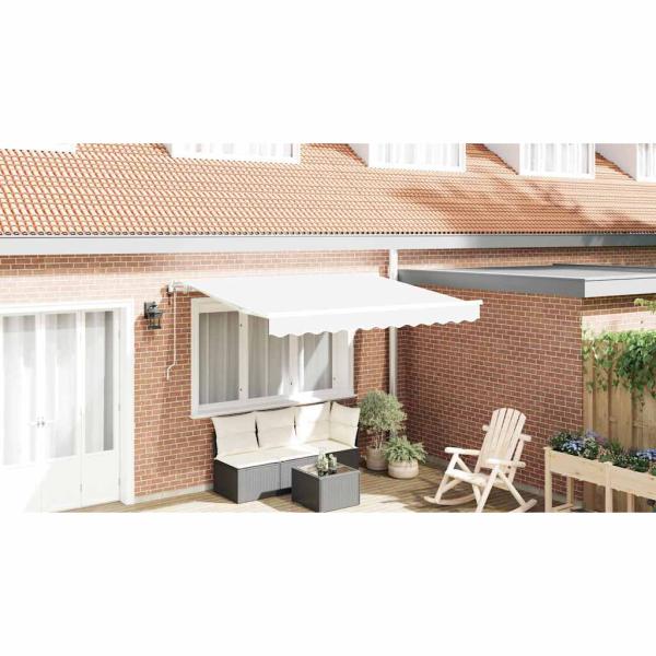 Einziehbare Markise Weiß 350 x 200 cm Stoff