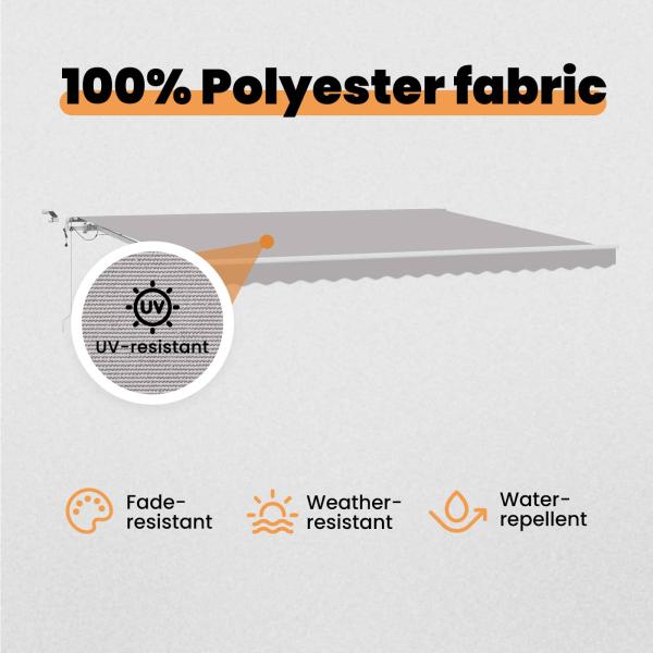 Einziehbare Markise Hellgrau 450 x 350 cm Polyester und Metall
