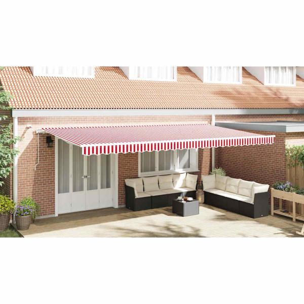Einziehbare Markise Rot und Weiß 600 x 300 cm