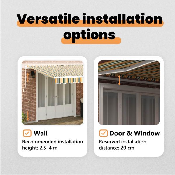 Einziehbare Markise Grün und Gelb 600 x 300 cm Stoff und Stahl