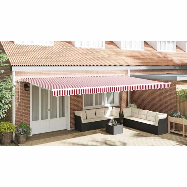 Elektrische ausziehbare Markise Rot und Weiß 600 x 350 cm