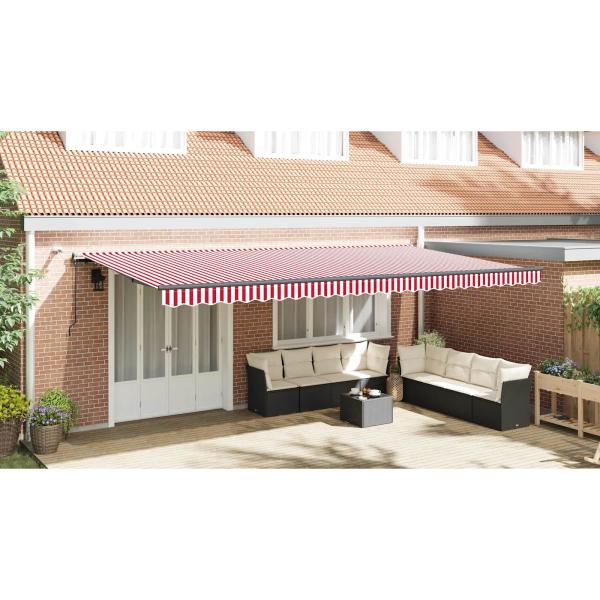 Markisenstoff mit Rot und Weiß 600 x 350 cm Polyester