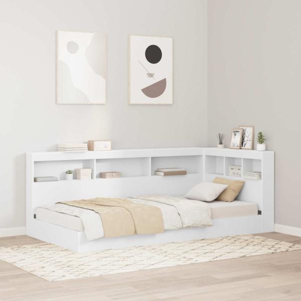 ARDEBO.de - Aufbewahrungskopfteil mit Regal Weiß 90 cm Holzwerkstoff