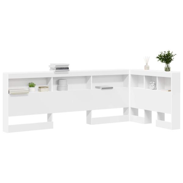 Aufbewahrungskopfteil mit Regal Weiß 90 cm Holzwerkstoff