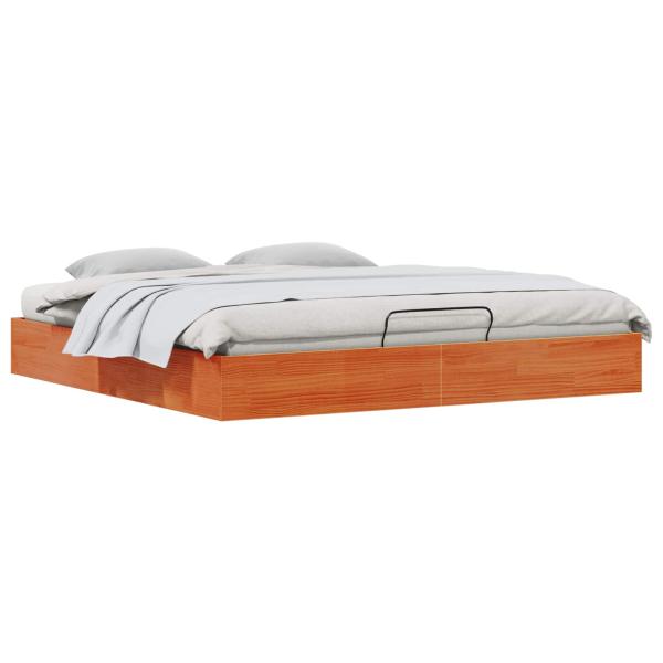 Ottoman Bettgestell mit Stauraum Wachsbraun 200 x 200 cm