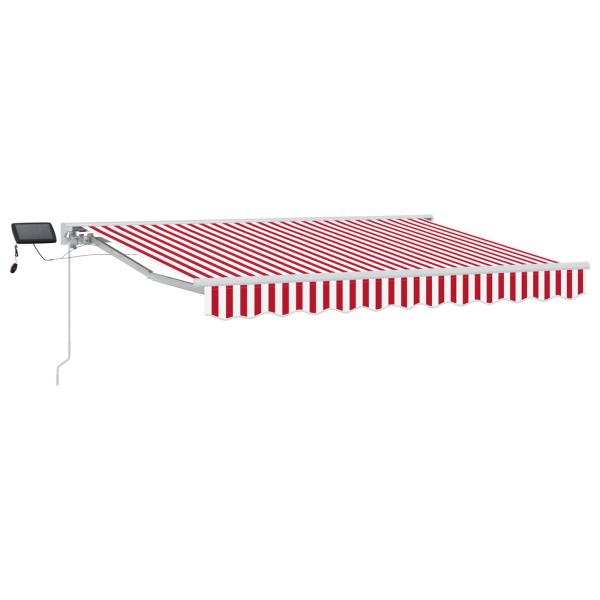Manueller Markisenrahmen mit LEDs Rot und Weiß 3 x 2,5 m