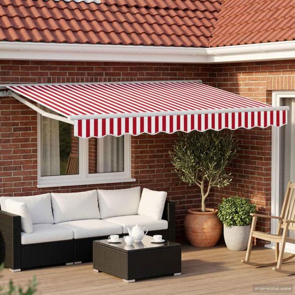 ARDEBO.de - Elektrische ausziehbare Markise Rot und Weiß 3 x 2,5 m