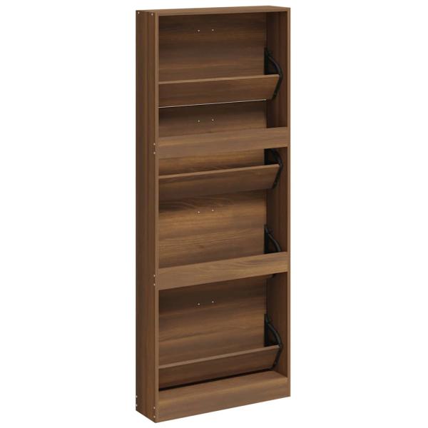 Schuhschrank Braun Eichen-Optik 59x17x150 cm Holzwerkstoff