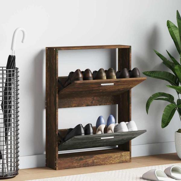 ARDEBO.de - Schuhschrank Räuchereiche 59x17x81 cm Holzwerkstoff