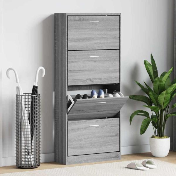 ARDEBO.de - Schuhschrank Grau Sonoma 63x24x147 cm Holzwerkstoff