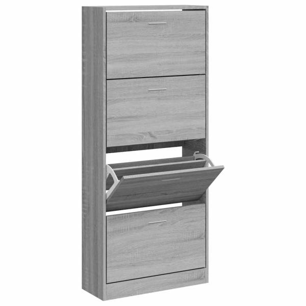 Schuhschrank Grau Sonoma 63x24x147 cm Holzwerkstoff