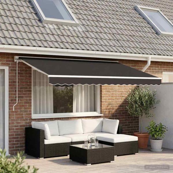 ARDEBO.de - Markisenvolant Anthrazit Gestreift 500 cm