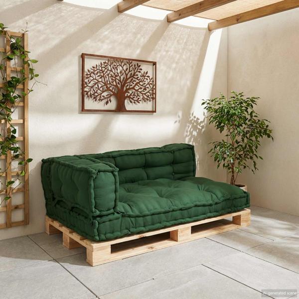 Pallet Sofa Kissen 3 stk. Stoff Grün 120 x 80 x 38 cm
