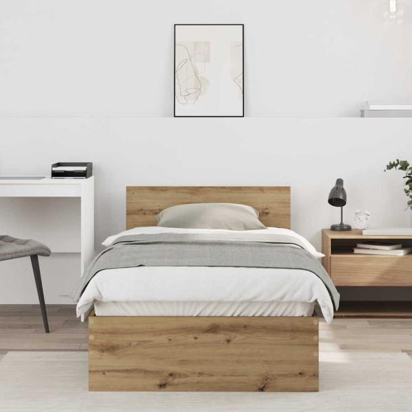 ARDEBO.de - Bettgestell mit Kopfteil mit Kopfteil Artisan-Eiche 90 x 190 cm