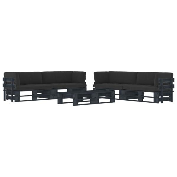 ARDEBO.de - 6-tlg. Paletten-Lounge-Set Schwarz Imprägniertes Kiefernholz
