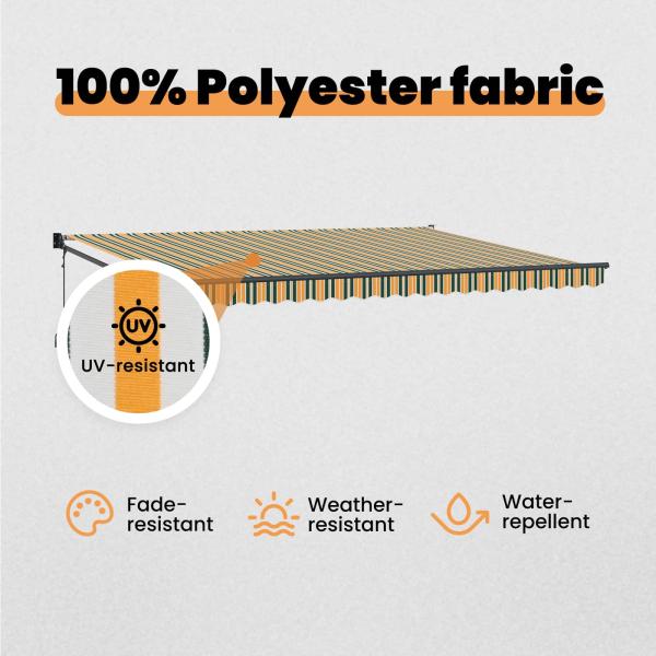 Markise Grün und Gelb 450 x 300 x 165 cm Polyester und Metall