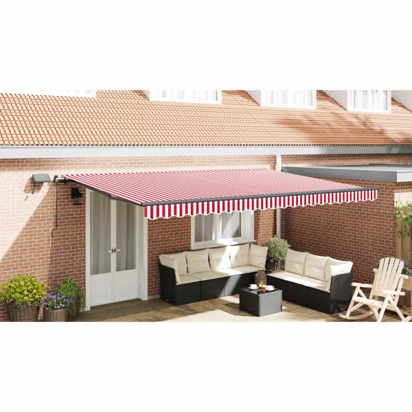 Einziehbare Markise Rot und Weiß 500 x 300 cm Stoff