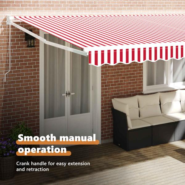 Markise Rot und Weiß 500 x 300 x 165 cm Polyester und Metall