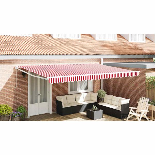 Markise Rot und Weiß 500 x 300 x 165 cm Polyester und Metall