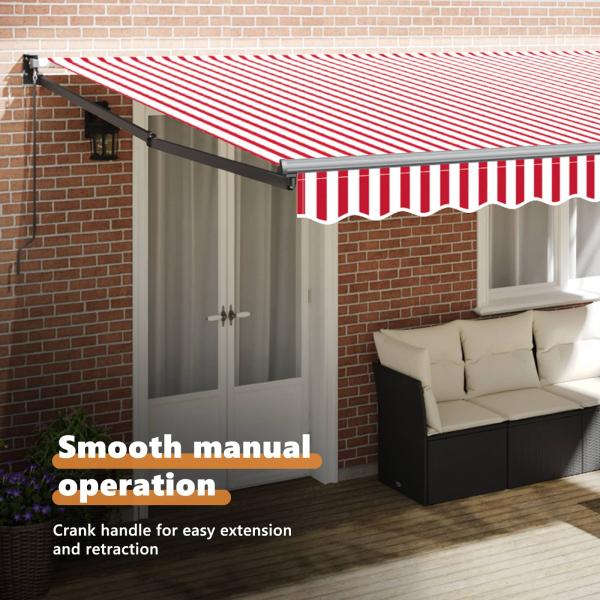 Markise Rot und Weiß 500 x 300 cm Polyester und Metall